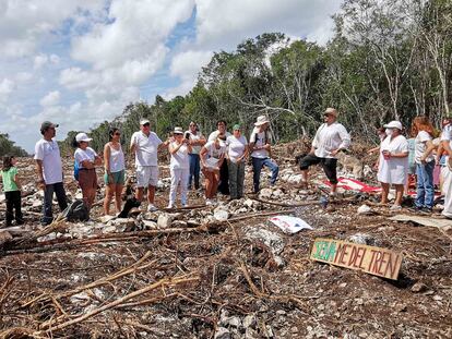 Protestas contra el Tramo 5 del Tren Maya en México, en diciembre de 2021.