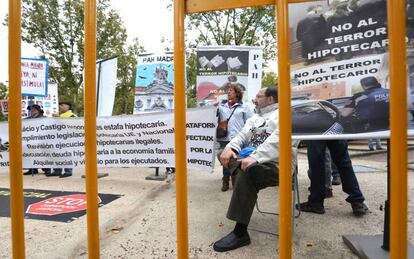 Protesters outside the Supreme Court in Madrid.