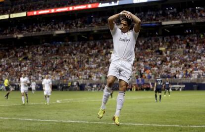 Ronaldo celebra su gol, anoche en San Luis. 