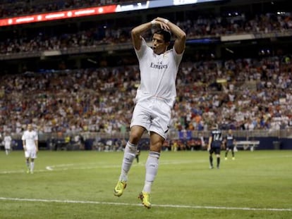 Ronaldo celebra su gol, anoche en San Luis. 