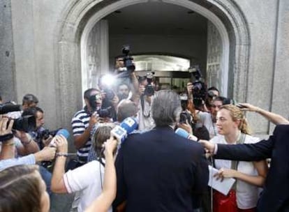 Bárcenas, a su llegada al Supremo, donde le aguardaban numerosos periodistas.