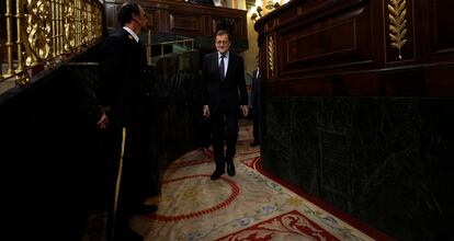 Mariano Rajoy, a su llegada a la segunda votación de investidura del 2 de septiembre de 2016 en el Congreso de los Diputados.