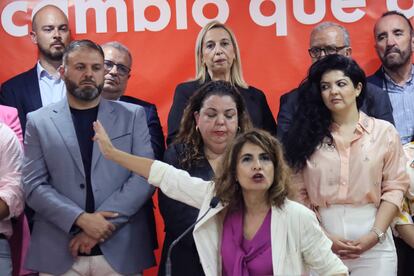 La ministra de Hacienda, María Jesús Montero, este martes durante el acto de presentación del candidato socialista a la presidencia del gobierno de Ceuta.