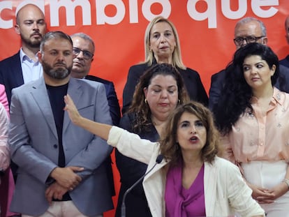 La ministra de Hacienda, María Jesús Montero, este martes durante el acto de presentación del candidato socialista a la presidencia del gobierno de Ceuta.