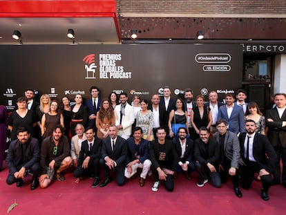 Foto de familia de los Premios Ondas Globales del Podcast, este martes en Málaga.