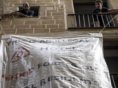 Protesta contra el lloguer per a usos turístics a Barcelona.