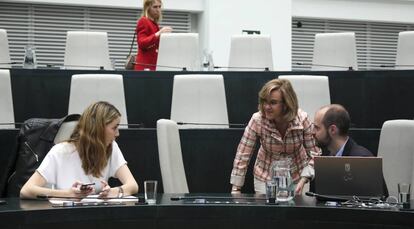 La bancada socialista en el pleno municipal de Madrid.