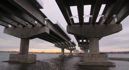 Construcci&oacute;n del puente Saint Laurent, a cargo de ACS en la autopista A30 de Canad&aacute;.