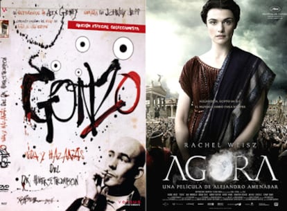 Carátulas de los dvds de 'Gonzo' y de 'Ágora'