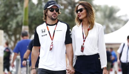 Fernando Alonso with girlfriend Lara Álvarez.