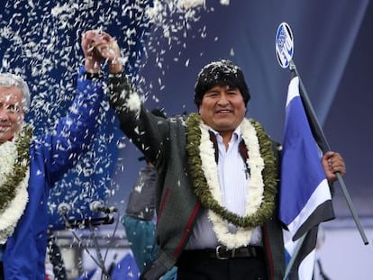 Evo Morales en un acto electoral en La Paz (Bolivia).