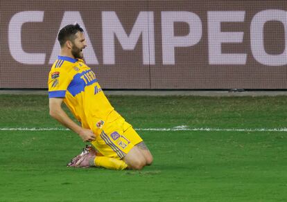 Gignac celebra un gol con Tigres en la Champions de la Concacaf.