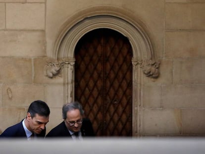 Pedro Sánchez i Quim Torra al Palau de la Generalitat.