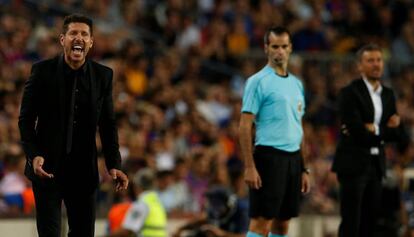 Simeone y Luis Enrique, en el duelo Barça-Atlético.