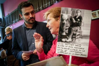 Alberto Garz&oacute;n en el acto de presentaci&oacute;n de sus medidas sobre memoria hist&oacute;rica, en Madrid. 