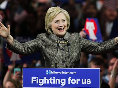La candidata a la nominación demócrata Hillary Clinton, en un mitin en Filadelfia.