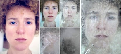 'The memory freezer' (el congelador de recuerdos). Leo congeló la foto tomada de su rostro al día siguiente de su agresión. El ejercicio pretende "perder o recuperar memorias", en función de si se congela o se descongela la imagen.