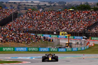 El coche de Checo Pérez, de Red Bull, en el Gran Premio de España