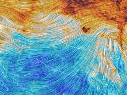 Imagen del fragmento del cielo observado por el telescopio Bicep-2 tal y como lo ha visto el telescopio espacial europeo `Planck´.