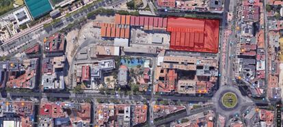 En rojo, el área propuesta para instalar un museo del metro en Cuatro Caminos