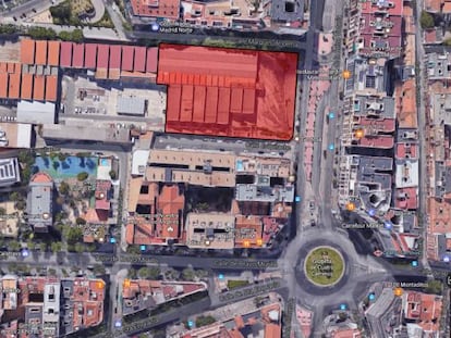 En rojo, el &aacute;rea propuesta para instalar un museo del metro en Cuatro Caminos