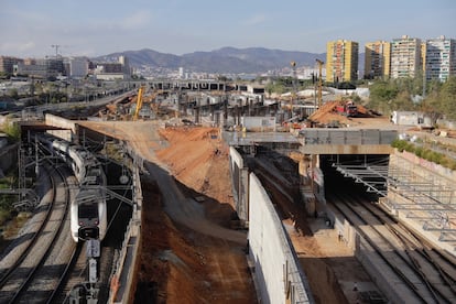 Obras de la futura estación de AVE de La Sagrera, en Barcelona, el pasado agosto.