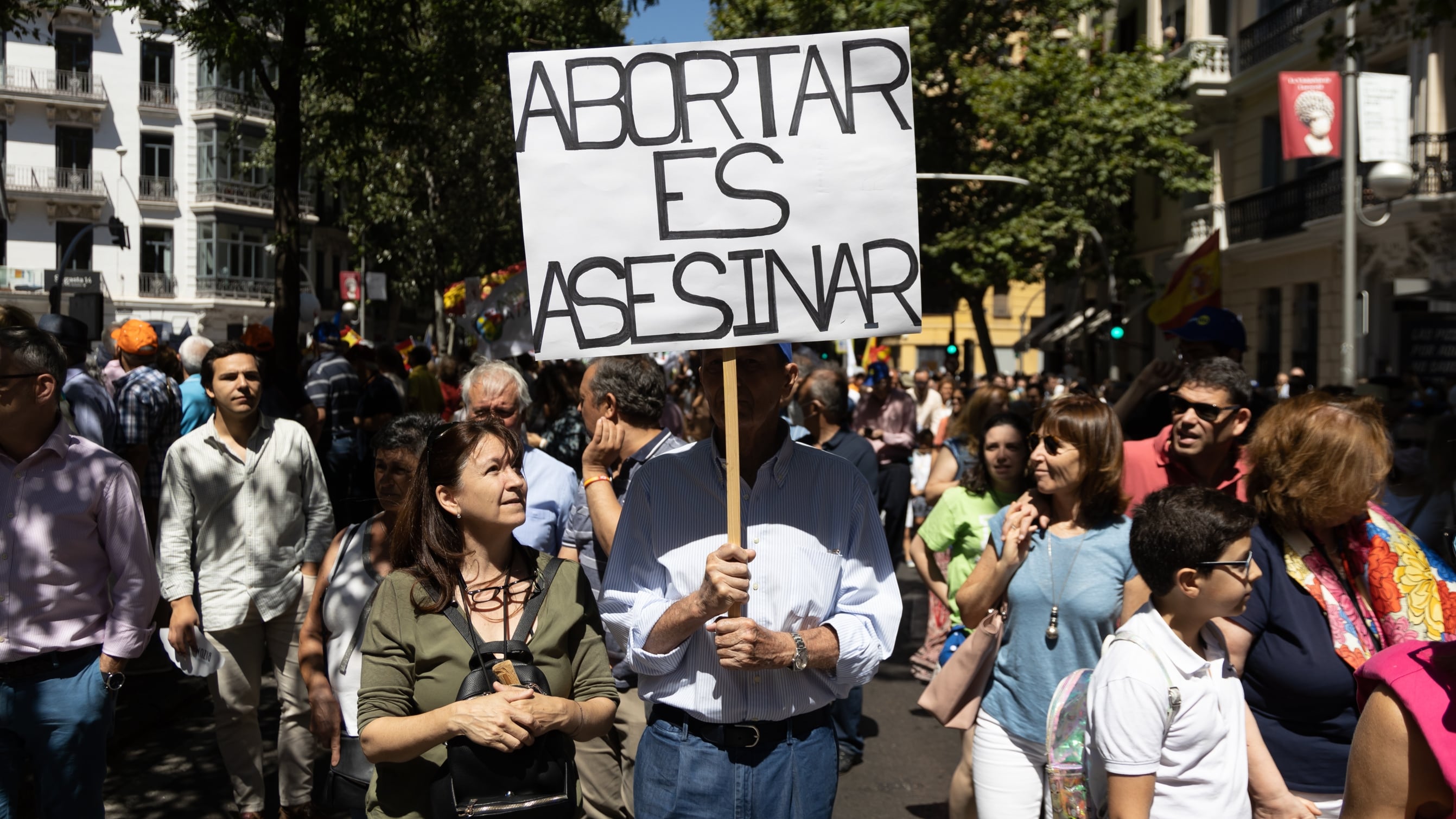Protesta contra el aborto en 2022 en Madrid.