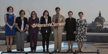 Anne Hidalgo, con las alcaldesas del C40 en Ciudad de México.