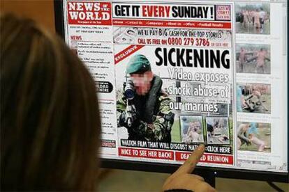 Portada de la edición digital de <i>News of the World,</i> con las imágenes de los abusos.
