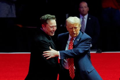 Elon Musk y Donald Trump, el pasado 19 de enero en un mitin en Washington.