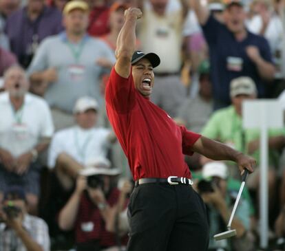 Tiger Woods, tras ganar la final del Masters de Augusta ante DiMarco.