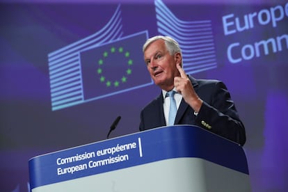 El negociador europeo, Michel Barnier, durante su rueda de prensa en Bruselas, este viernes.