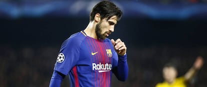 André Gomes, durante Barcelona x Chelsea no Camp Nou.