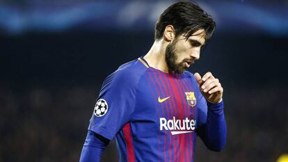 André Gomes, durante Barcelona x Chelsea no Camp Nou.