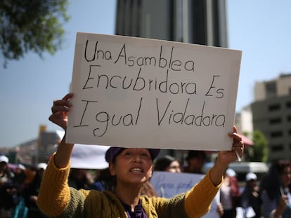 Protesta a favor de las leyes contra abusos sexuales a menores en La Paz, bolivia, el 1 de octubre 2023.