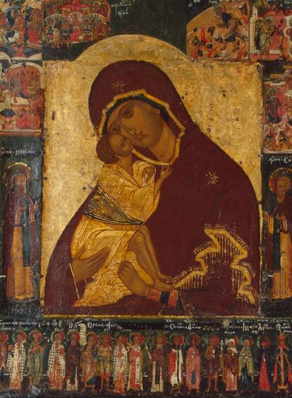 Icono de Nuestra Señora de Don, región del Volga, finales del siglo XVI, principios del 17.