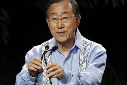 Ban Ki-moon, durante una intervención este miércoles en Cancún.