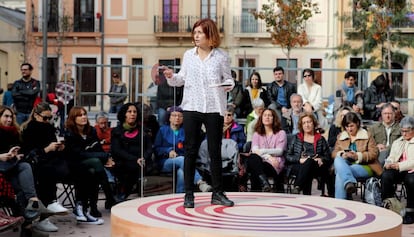 Elisenda Alemany, número dos de la lista de Catalunya en Comú-Podem, este domingo, en Barcelona.