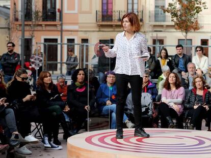 Elisenda Alemany, número dos de la lista de Catalunya en Comú-Podem, este domingo, en Barcelona.