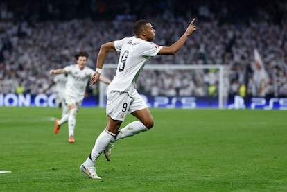 Mbapp tras marcar el segundo del Madrid ante el Getafe este domingo.