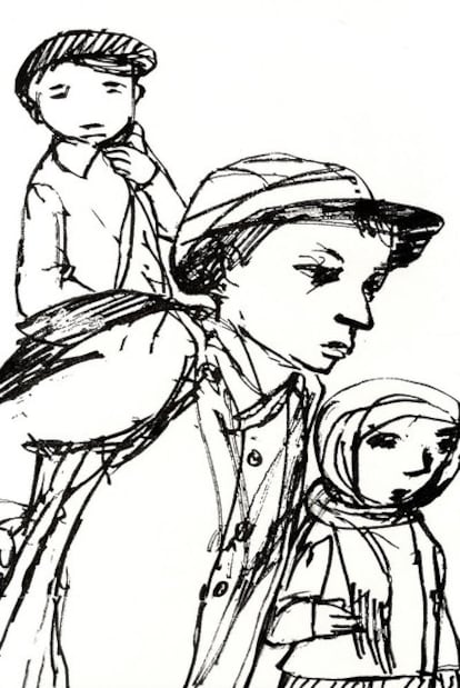 Ilustración de Carme Solé Vendrell en <i>La cruzada de los niños,</i> de Bertolt Brecht.