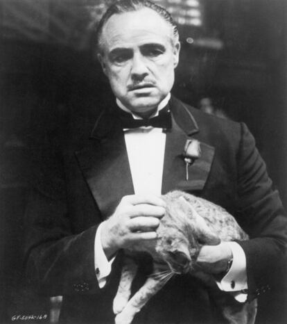 Marlon Brando retratado como 'El padrino' en 1972.