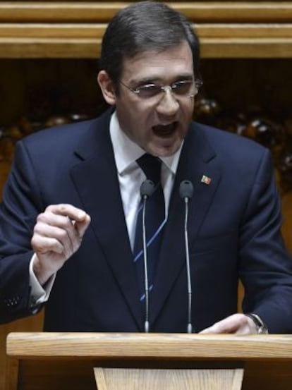 El primer ministro, Pedro Passos Coelho, interviene en el Parlamento.