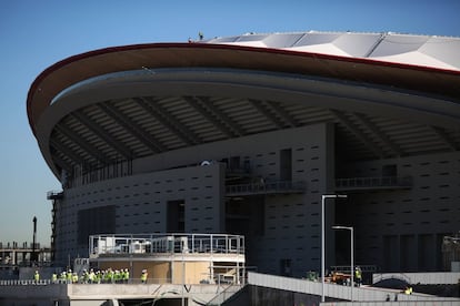 Estado de las obras del estadio Wanda Metropolitano, el 11 de septiembre de 2017.