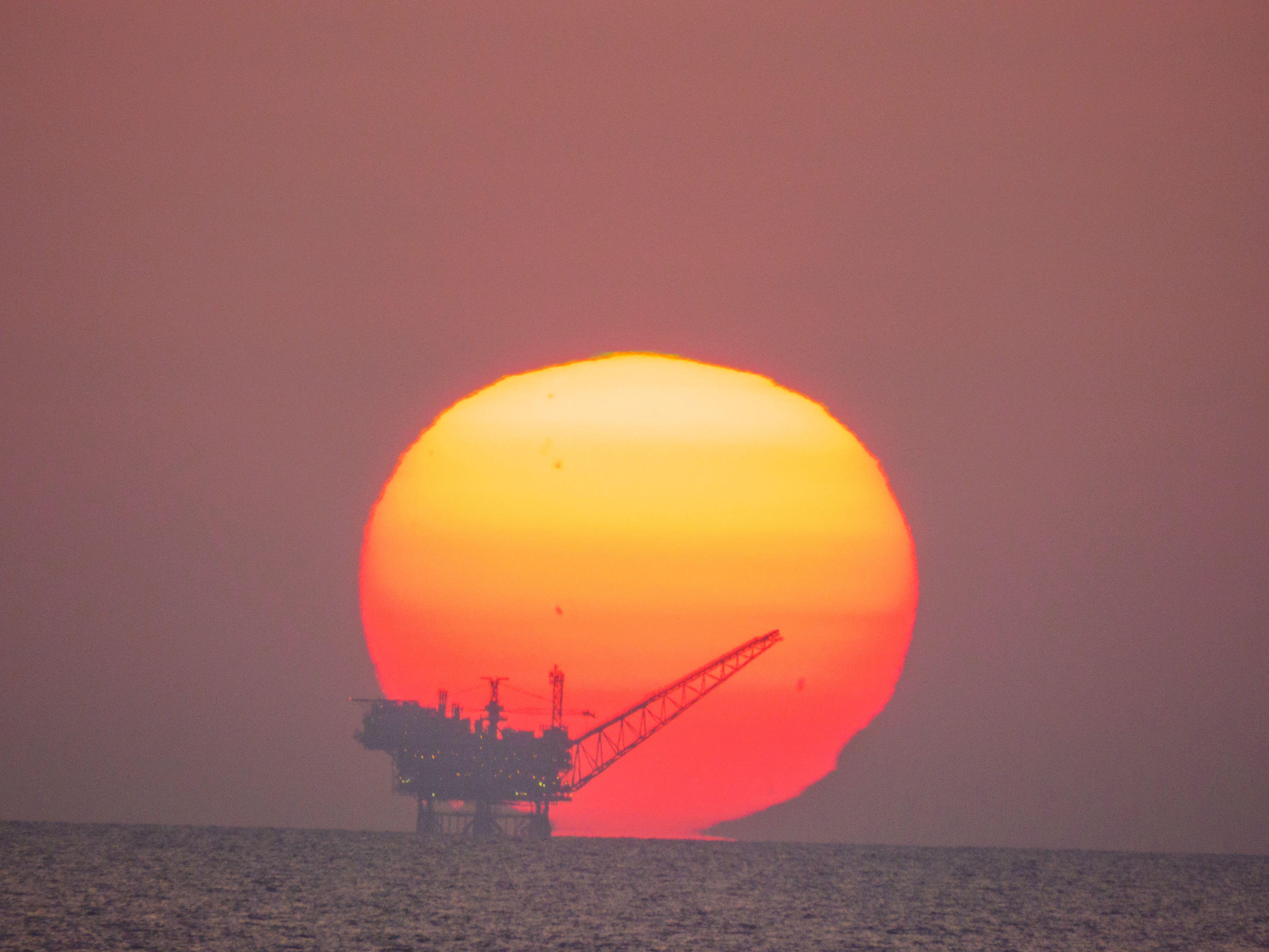 Plataforma de gas natural Leviatán en el mar Mediterráneo, frente a la costa israelí.