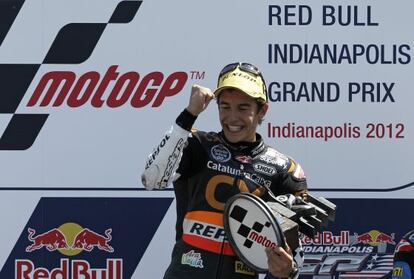 Márquez festeja su triunfo en Indianápolis.