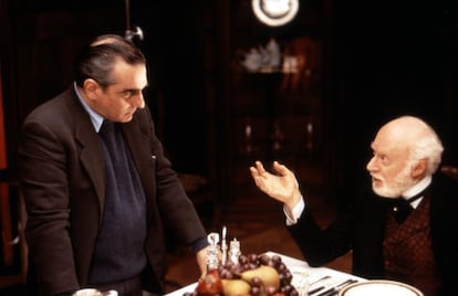 Martin Scorsese y Norman Lloyd, en el rodaje de 'La edad de la inocencia'.