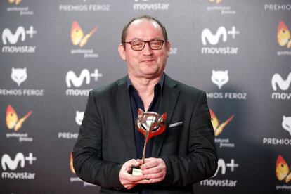 El músico Pascal Gaigne posa tras ganar el premio a Mejor música original por la película 'Handía.