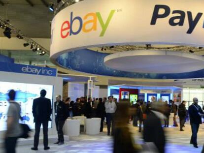 Expositor de eBay y PayPal en la feria del m&oacute;vil en Barcelona.