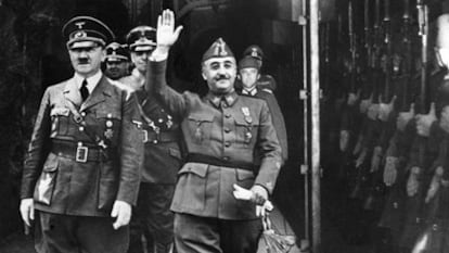 Franco y Hitler en Hendaya, en 1940.